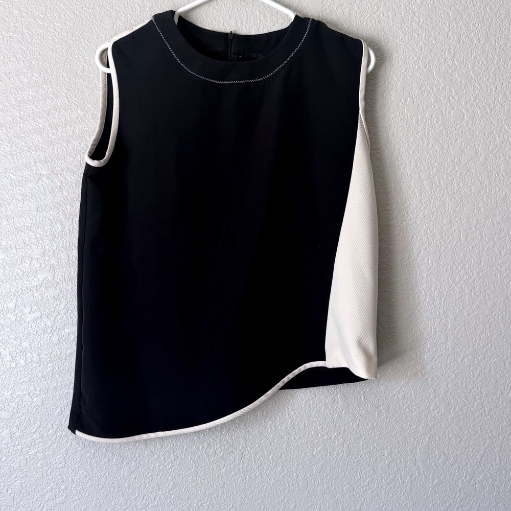 Zara Asymmetrical Black And White Top From The Basic Collection Medium
